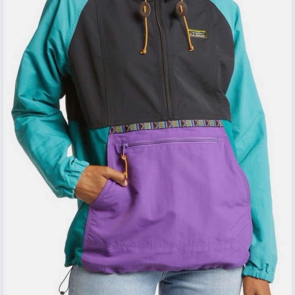 L.L.Bean Women's Mountain Classic Anorak- Teal, Purple, Black Aztec